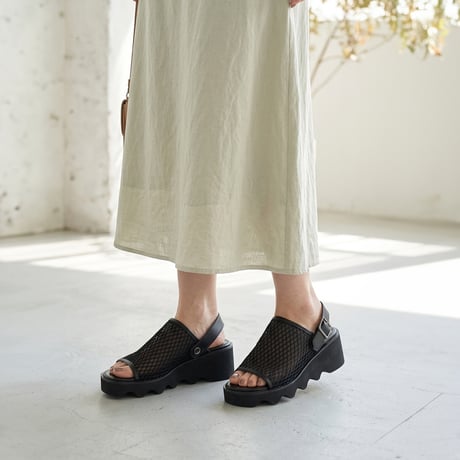 6142 ２WAY MESH BELT PLATFORM SANDALS