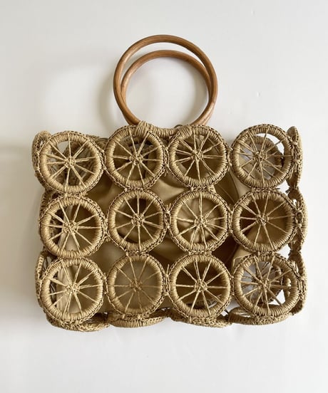 Bamboo handle crochet bag