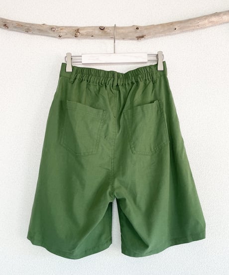 Linen mix half pants　　　green