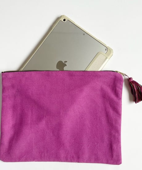 Twill cotton flat pouch　　purple   L size