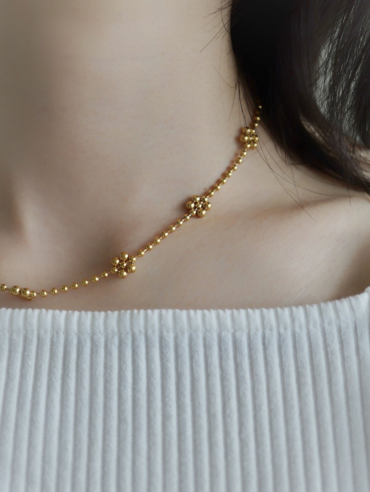 【Y/GOLD】Favorible ball design YG necklace