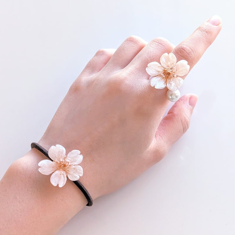 受注制作】Everpink. 本物の桜 厳選したお花で仕上げる桜のヘアゴム