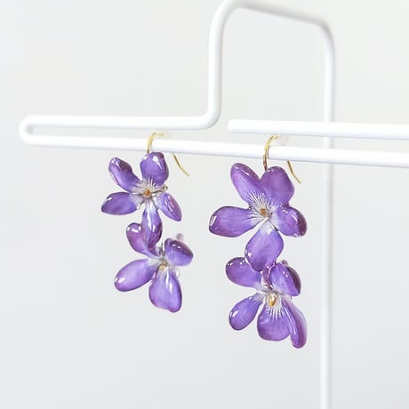 PWFスミレパープル&ホワイト&花柄新作国内手作りハンドメイドネック  