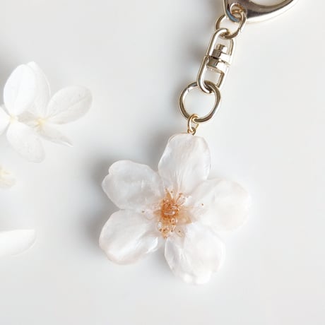 【受注制作】Everpink Sakura. 本物のお花　桜の一輪キーホルダー　ソメイヨシノ　プリザーブドフラワー