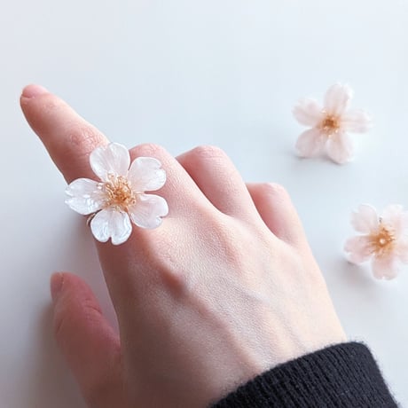 【K14GF】【受注制作】Everpink. 本物の桜　厳選したお花で仕上げたリング／指輪　ゴールドフィルド