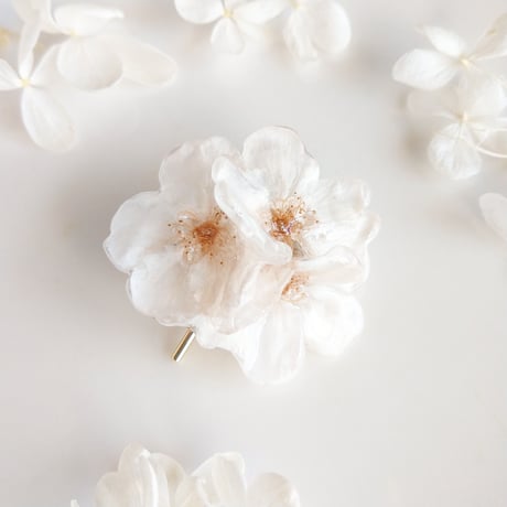 【受注制作】Everpink Sakura.　本物のお花　満開桜のポニーフック/3輪使用　 ソメイヨシノの髪飾り　プリザーブドフラワー