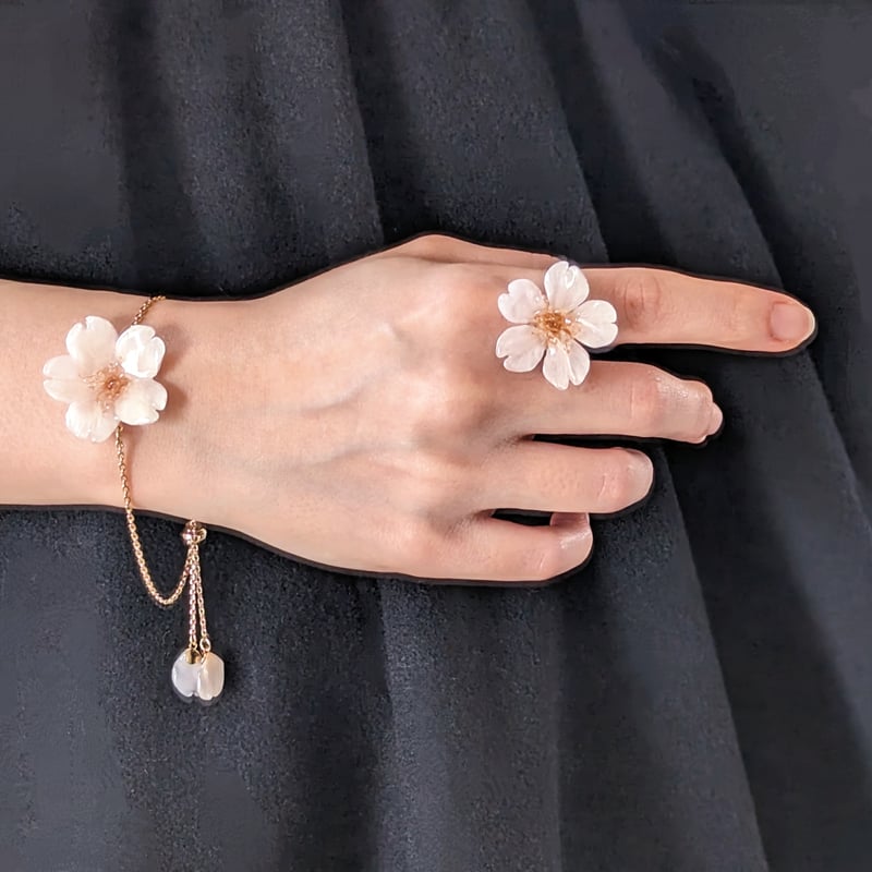 K14GF】【受注制作】Everpink. 本物の桜 厳選したお花で仕上げたリング