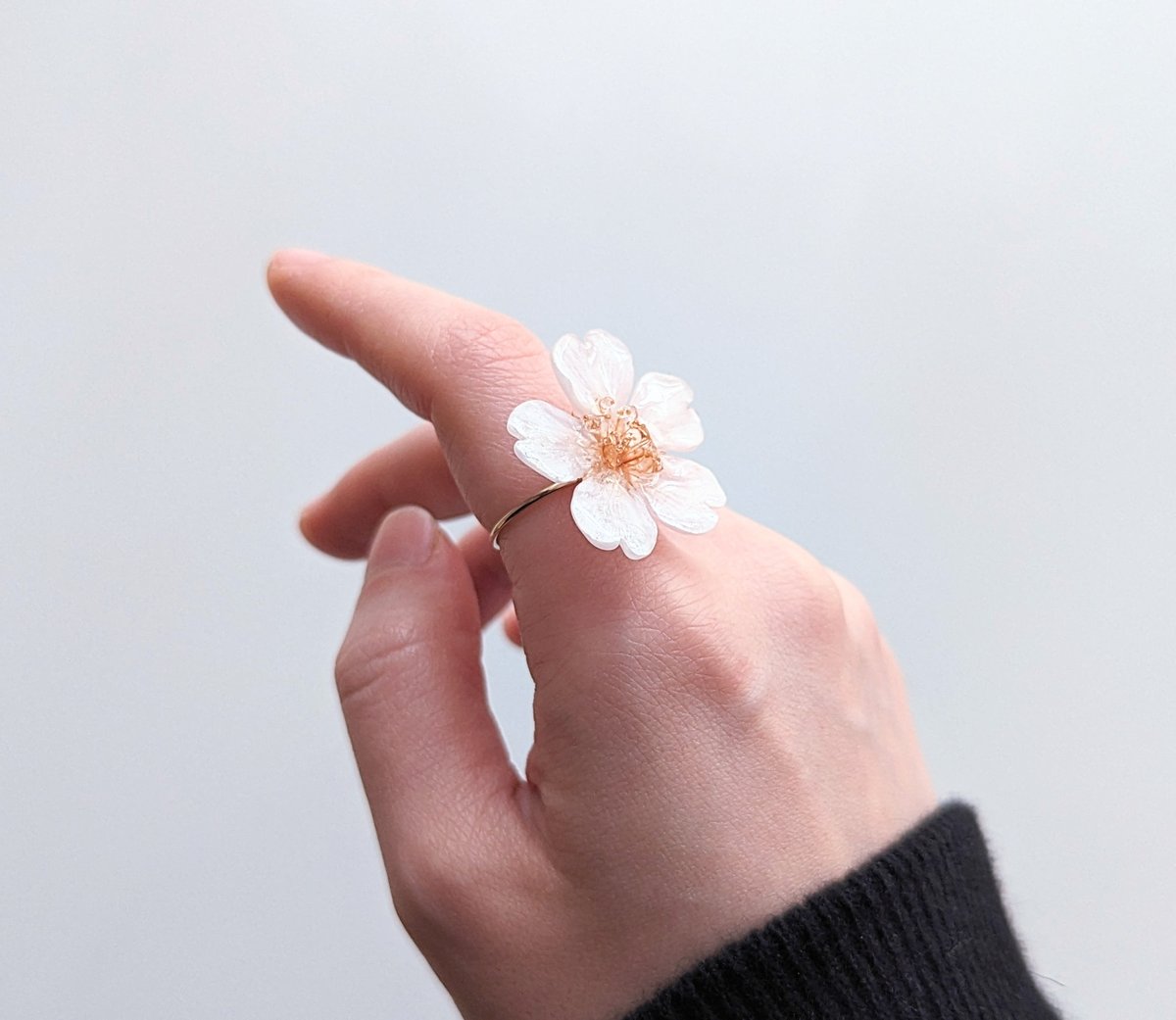 K14GF】【受注制作】Everpink. 本物の桜 厳選したお花で仕上げたリング