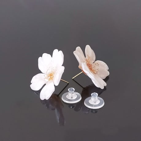 【14kgf】Everpink. こだわりの花びらで仕上げた本物の桜の耳飾り (ピアス) ソメイヨシノ　吉野桜