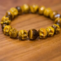 メメントモリ　野ざらし　虎目石（タイガーアイ）髑髏ブレスレット