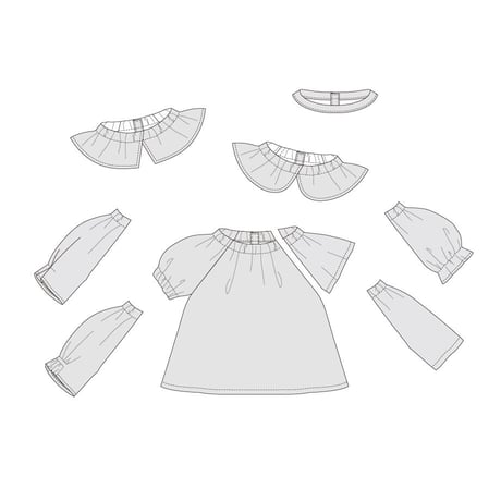 スモックブラウス&ワンピース【印刷済みDollパターン】