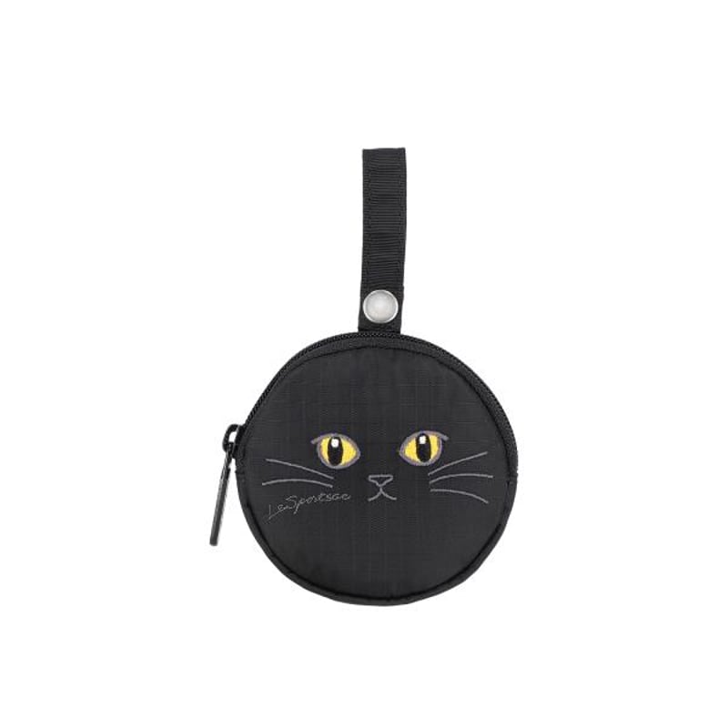 レスポートサック MINI ROUND CHARM BLACK CATS EMBROIDERY