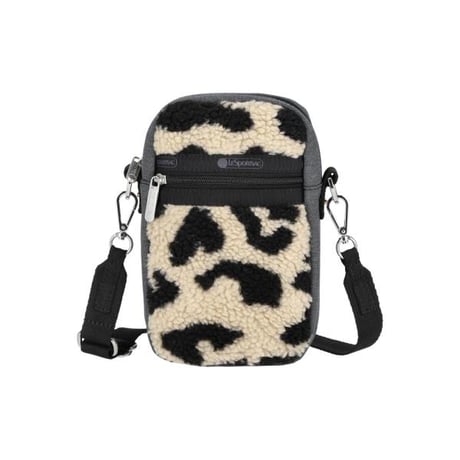 レスポートサック DENIM PHONE CROSSBODY BLACK DENIM/LEOPARD SHERPA 1608 LA80 lesportsac ショルダーバッグ