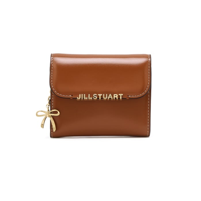 ジルスチュアート リボン チャーム 三つ折り ウォレット Brown JILL