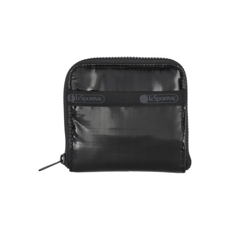 ★LeSportsac★COMPACT ZIP WALLET ブラックシャイン Black solid Compact Zip Wallet | LeSportsac