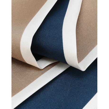 ジルスチュアート リボン シルク スカーフ バイカラー Beige and Navy JILL STUART スカーフ