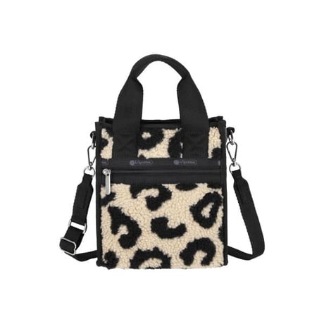 レスポートサック MINI NORTH/SOUTH TOTE BLACK DENIM/LEOPARD SHERPA 1609 LA80 lesportsac ショルダーバッグ