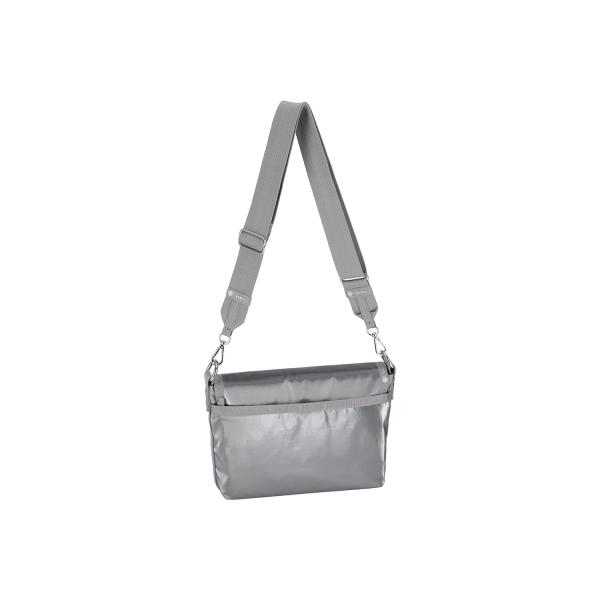 まま　MEDIUM ZIP SHOULDERガンメタルグレーシャイン MEDIUM ZIP SHOULDER/ガンメタルグレーシャイン / LeSportsac