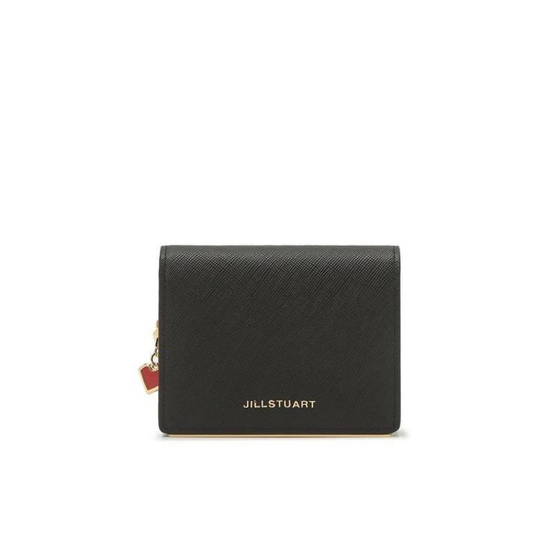 ジルスチュアート プティハート チャーム 二つ折り ウォレット Black
