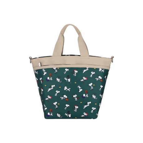 レスポートサック スヌーピー BUCKET TOTE SNOOPY AND WOODSTOCK GREEN 1116 HC47 lesportsac トートバッグ