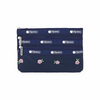 レスポートサック 3 ZIP COSMETIC POUCH PINK ROSES EMBROIDERY 7158 HF59 lesportsac ポーチ