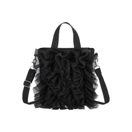 レスポートサック MINI NORTH/SOUTH TOTE BLACK LACE RUFFLE 1832 LD63 lesportsac ショルダーバッグ