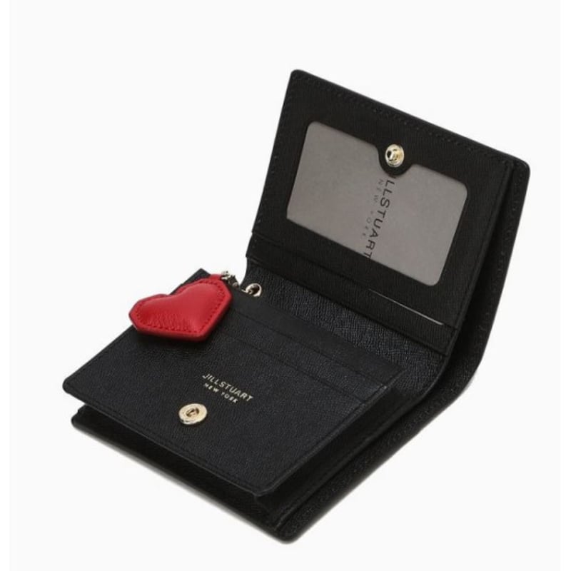 ジルスチュアート ハート チャーム 二つ折り ウォレット Black