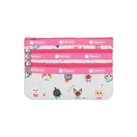 レスポートサック 3 ZIP COSMETIC POUCH PLAYFUL CATS GRAY 7158 HG69 lesportsac ポーチ