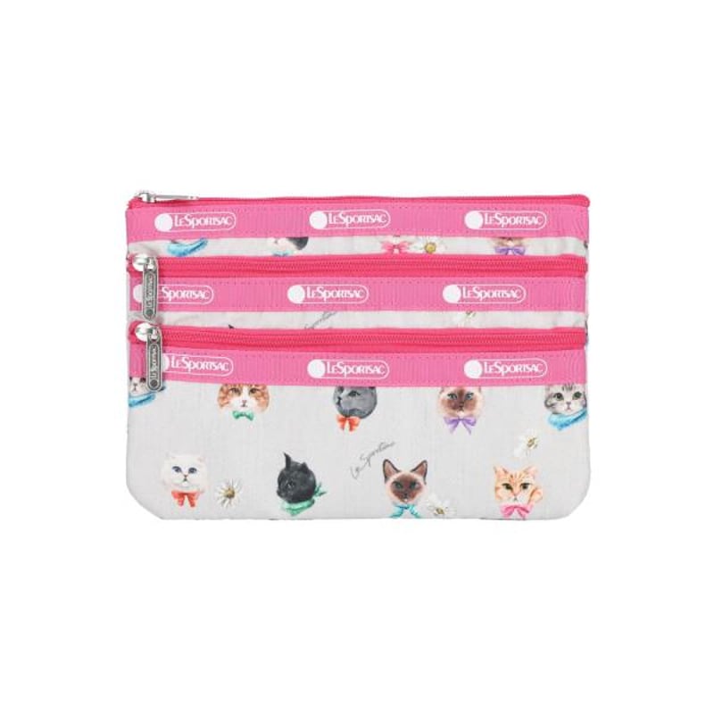 レスポートサック 3 ZIP COSMETIC POUCH PLAYFUL CATS GRAY