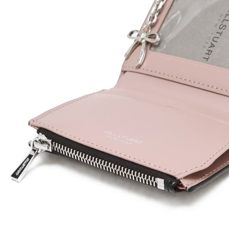 ジルスチュアート リボン チャーム 三つ折り ウォレット Black JILL STUART 財布
