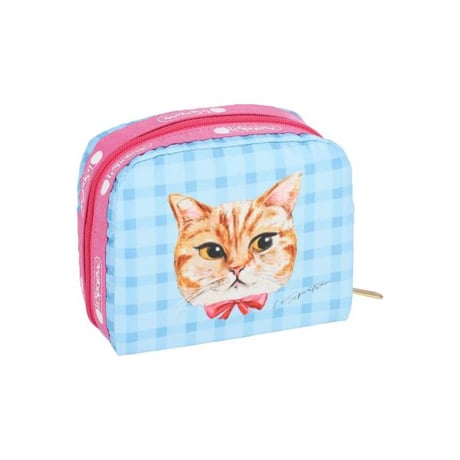 レスポートサック SQUARE COSMETIC POUCH PLAYFUL CATS SWEET BLUE 6701 HG67 lesportsac ポーチ