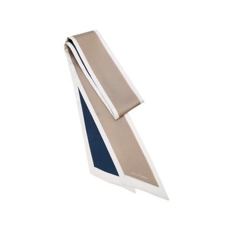 ジルスチュアート リボン シルク スカーフ バイカラー Beige and Navy JILL STUART スカーフ