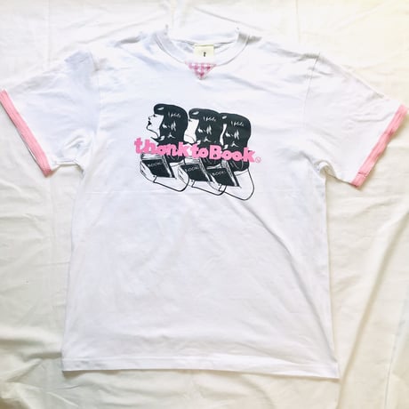 Book GirlリメイクTシャツ（リンガー風）（XL)   ※営業2〜４日で発送！