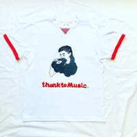 受注商品：thank to Music リメイクTシャツ（リンガー風）（S/M/XL)  ※8/31〜9/16発送予定
