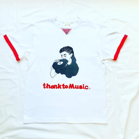 受注商品：thank to Music リメイクTシャツ（リンガー風）（S/M/XL)  ※8/31〜9/16発送予定