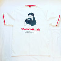 〜4/30まで！受注商品：thank to Musicリメイクオープンカラーシャツ（S/M/XL)  ※5/15〜5/30発送の間に発送予定です。 ※リメイク加工なし可能です。