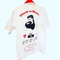 受注商品：thank to Musicリメイクボーリングシャツ（M/XL)  ※1か月半〜発送※襟のリメイク加工なし可能です。