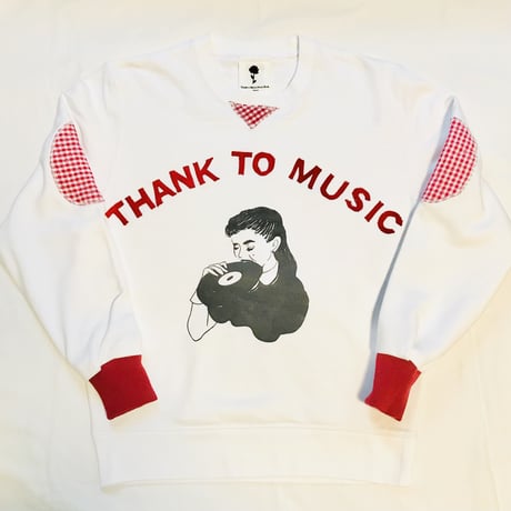 ＜しばらくお休み致します＞受注商品：thank to Musicフェルト文字/リブリメイクスウェット（裏パイル）（S/M/XL)  ※11/16〜11/30発送