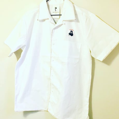 受注商品：thank to Musicオープンカラーシャツ（S/M/XL)  ※5/16〜5/31発送※ステッチなしも可能です。