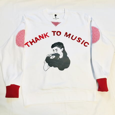 ＜しばらくお休み致します＞受注商品：thank to Musicフェルト文字/リブリメイクスウェット（裏パイル）（S/M/XL)  ※11/16〜11/30発送