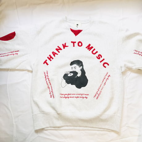 受注商品：thank to Musicフェルト文字/リメイクスウェット（裏起毛）（XL) ※1ヶ月〜1ヶ月半かかります。