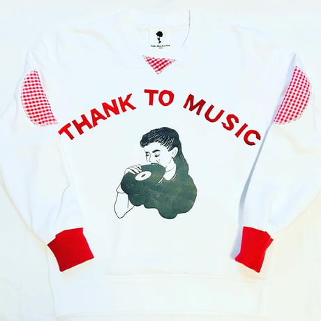 ＜しばらくお休み致します＞受注商品：thank to Musicフェルト文字/リブリメイクスウェット（裏パイル）（S/M/XL)  ※11/16〜11/30発送