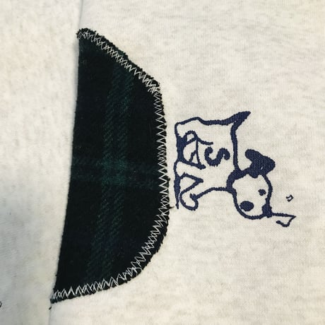 受注商品：SING!DOG!チェックパッチ　裏起毛スウェット（M/XL)※1ヶ月〜1ヶ月半かかります。