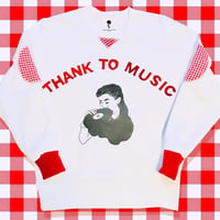 受注商品：thank to Musicフェルト文字/リブリメイクスウェット（裏パイル）（S/M/XL)   ※9月下旬〜10月上旬発送