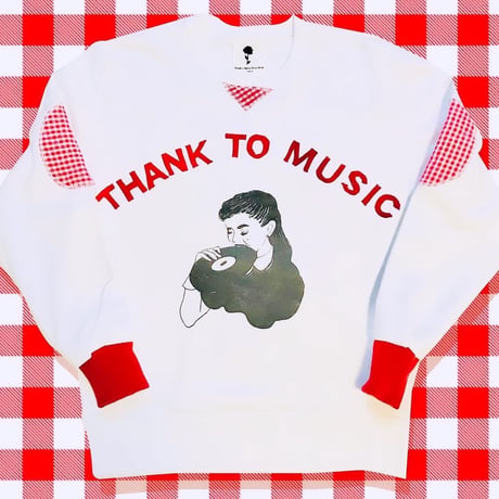 ＜しばらくお休み致します＞受注商品：thank to Musicフェルト文字/リブリメイクスウェット（裏パイル）（S/M/XL)  ※11/16〜11/30発送