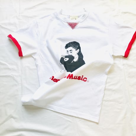 受注商品：thank to Music リメイクTシャツ（リンガー風）（S/M/XL)  ※8/31〜9/16発送予定