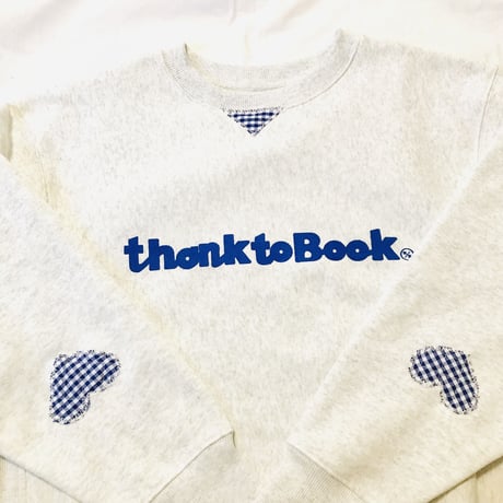 受注商品：本を読むとハートが見える♡thank to Book裏起毛リメイク(ハートパッチ)　スウェット（M/XL)※1ヶ月〜1ヶ月半かかります