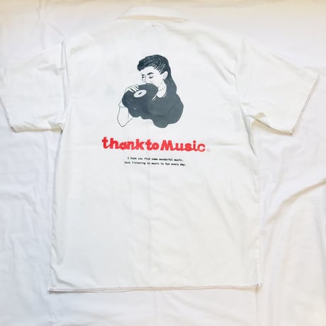 受注商品：thank to Musicオープンカラーシャツ（S/M/XL)  ※5/16〜5/31発送※ステッチなしも可能です。