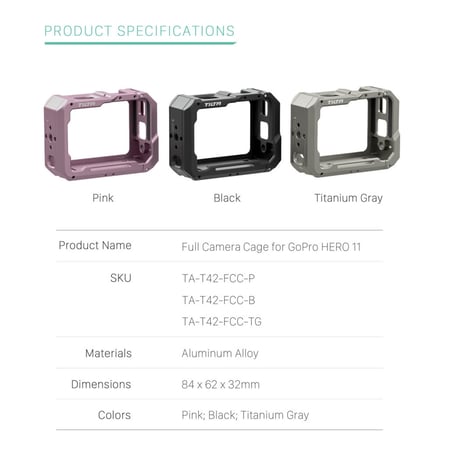 Full Camera Cage for GoPro HERO11 (TA-T42-FCC) GoPro HERO11用カメラケージ