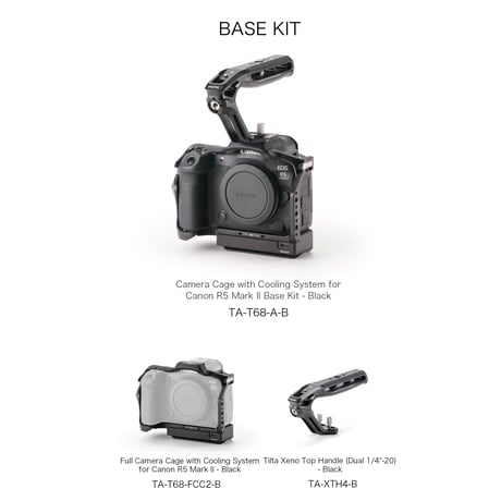 キヤノン EOS R5 Mark II用 クーリングファン付きフルカメラケージ ベーシックキット (TA-T68-A-B) Full Camera Cage with Cooling System